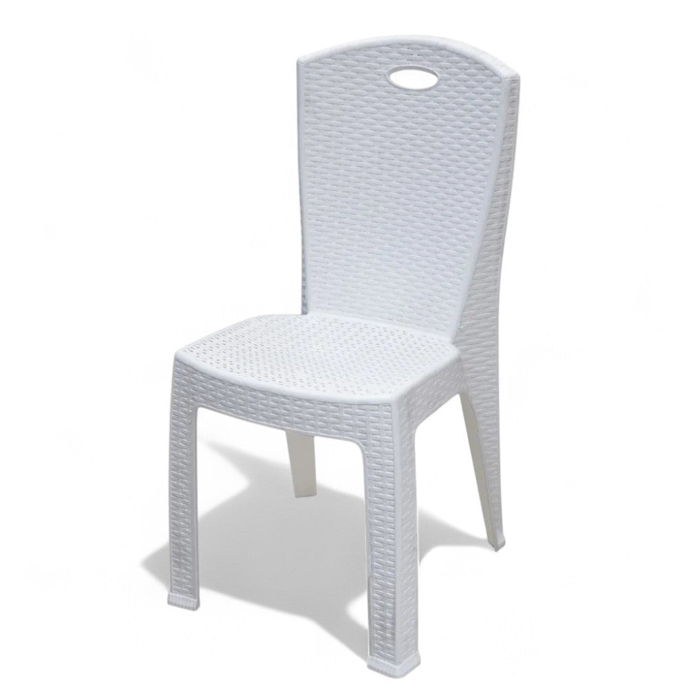 Chaise de jardin d'extérieur empilable en résine effet rotin anthracite sans accoudoirs