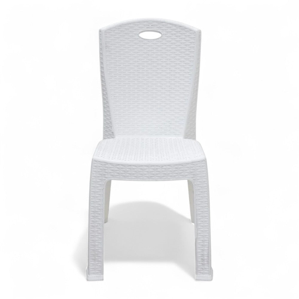 Chaise de jardin d'extérieur empilable en résine effet rotin anthracite sans accoudoirs