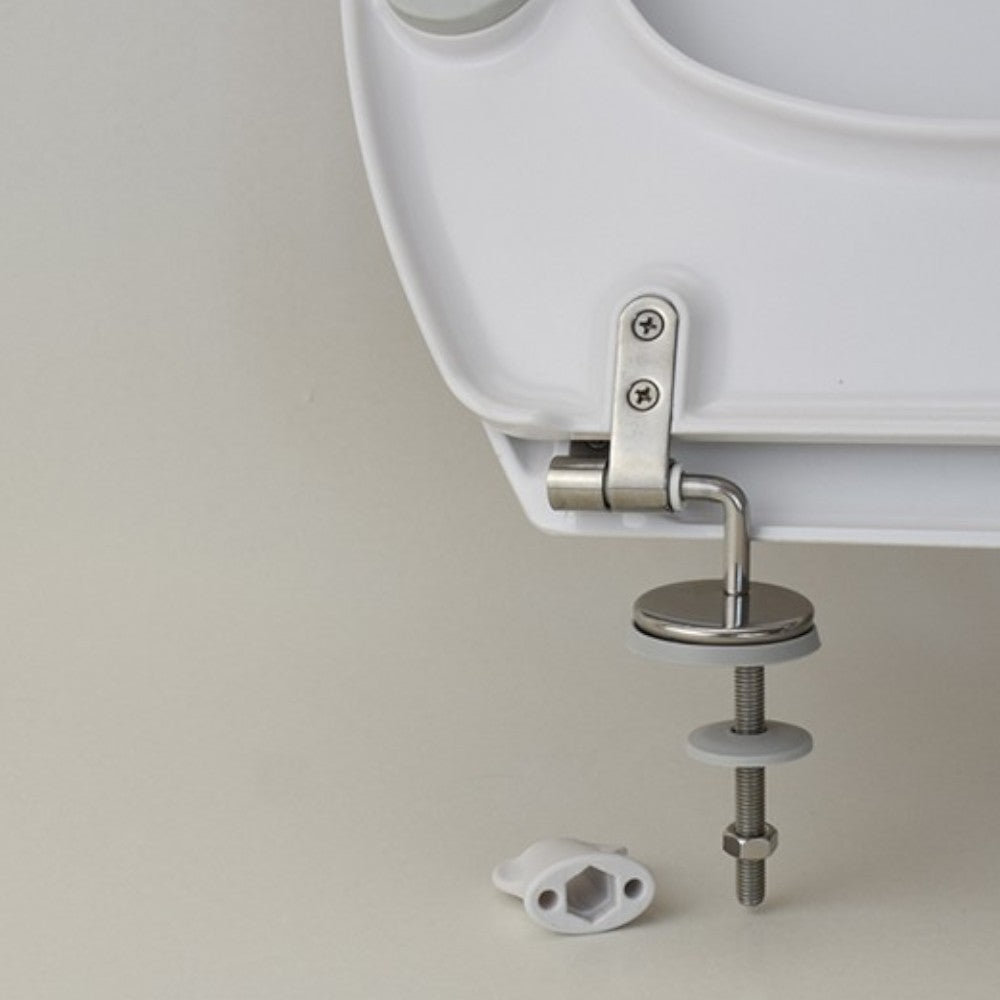 Abattant WC thermodurcissable blanc pour personnes handicapées "Help" avec charnières en acier inoxydable