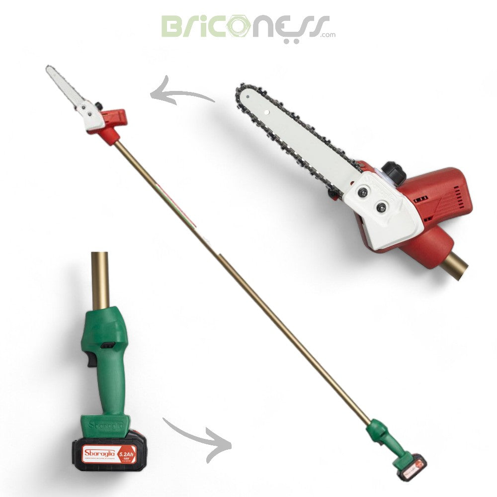 Scie d'élagage sans fil avec tige télescopique en aluminium de 1,5 à 2,5m Ares 21 V brushless Sbaraglia 