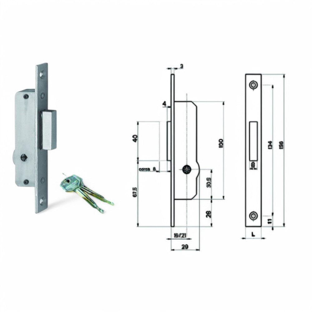 Serrure à mortaise pour montants à pêne dormant uniquement 9031416 - mm.16 (9031416)