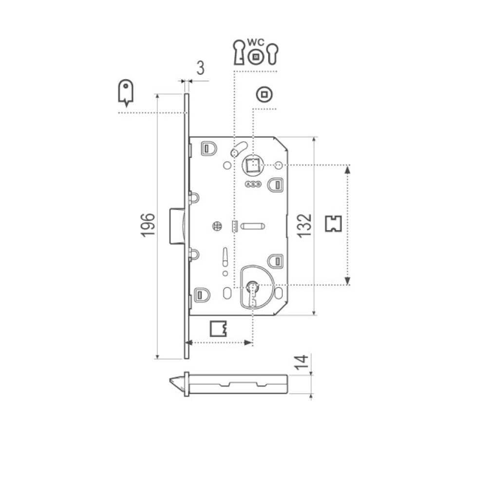 Médian Socket Lock Evolution Solo Scr. Nylon BTDo Cr. Op. - mm.50 bord chromé mat (1101.50.34)