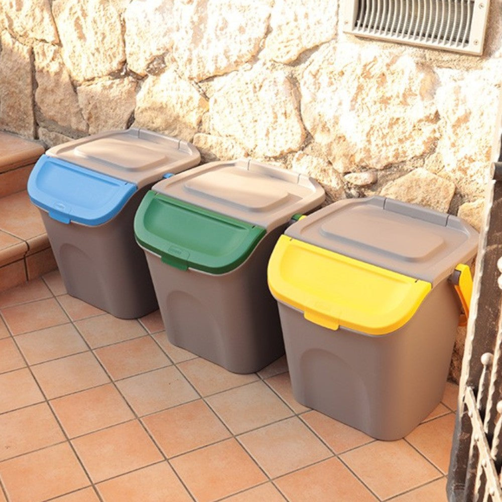 Set 3 pezzi pattumiera verticale 28 L Eco way 39x37xH41 cm per esterno