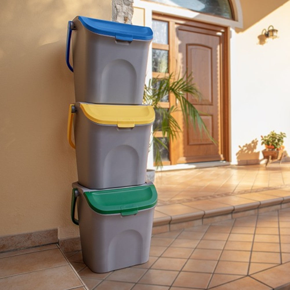 Set 3 pezzi pattumiera verticale 28 L Eco way 39x37xH41 cm per esterno