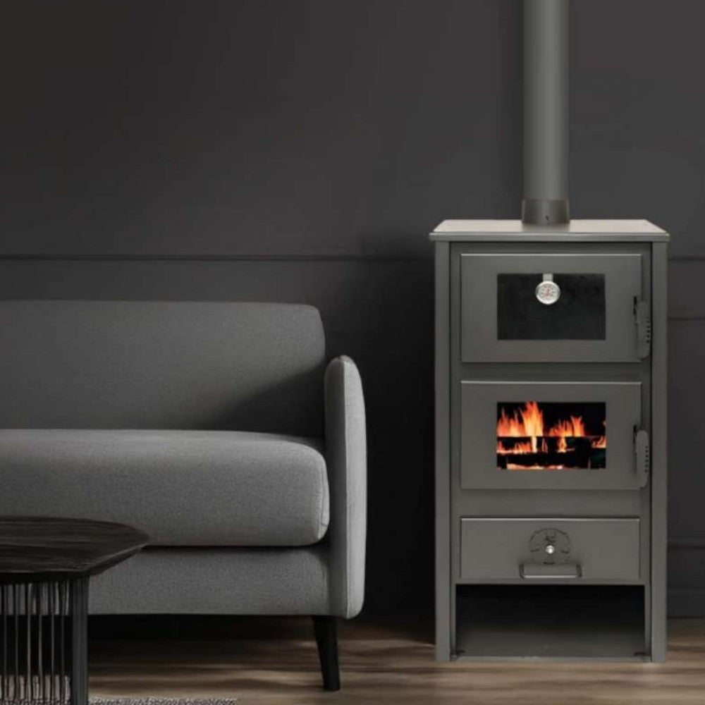 Poêle à bois en acier de 12 kW avec four