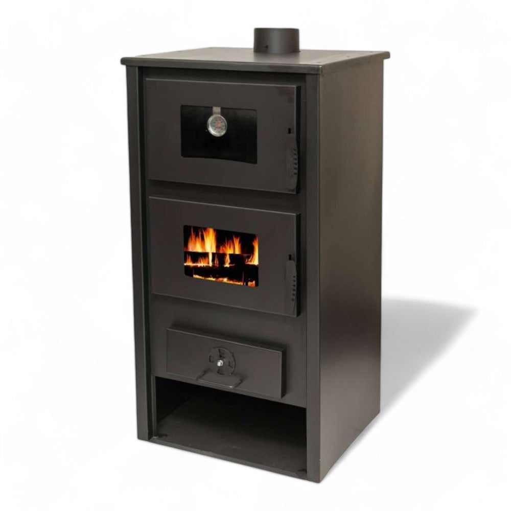 Poêle à bois en acier de 12 kW avec four