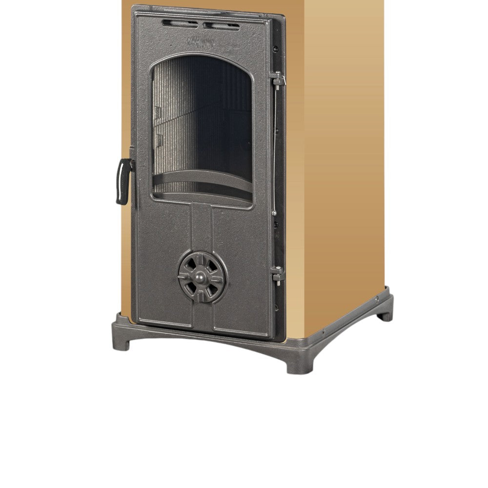 Poêle à bois de 6,3 kW avec structure en acier et intérieur en fonte avec plaque radiante K2 