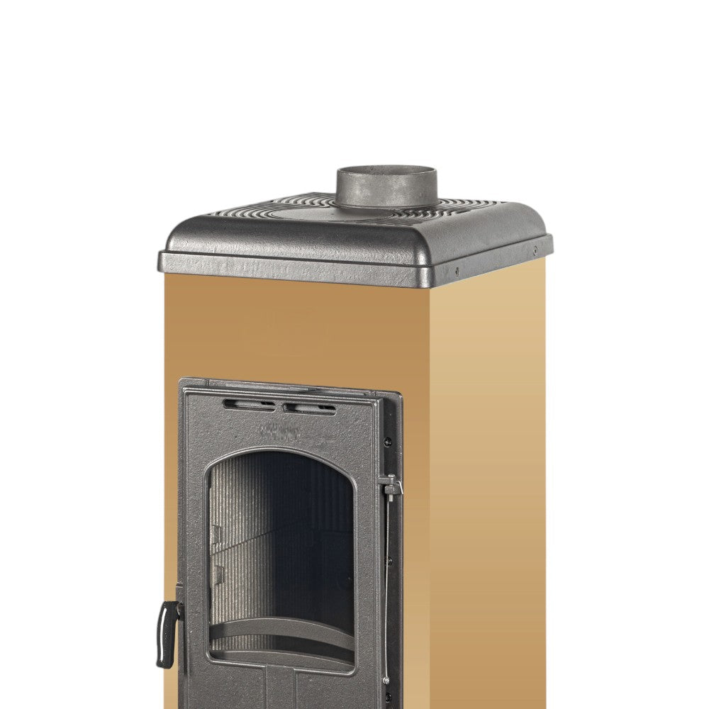 Poêle à bois de 6,3 kW avec structure en acier et intérieur en fonte avec plaque radiante K2 
