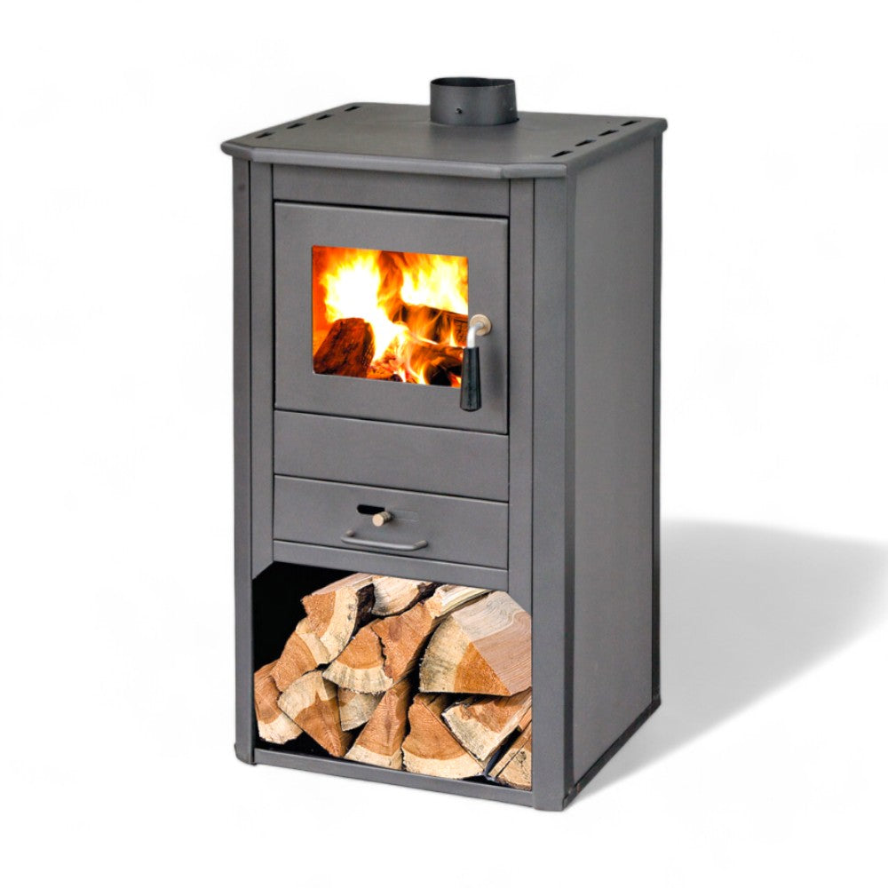 Poêle à bois en acier anthracite 9 kw