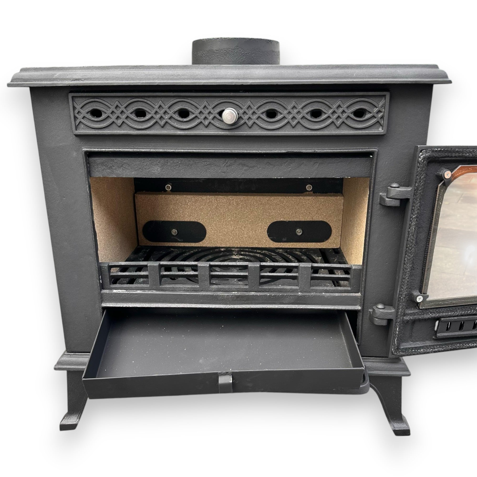 Poêle à bois en fonte 8 kw 63x43xH63 cm noir