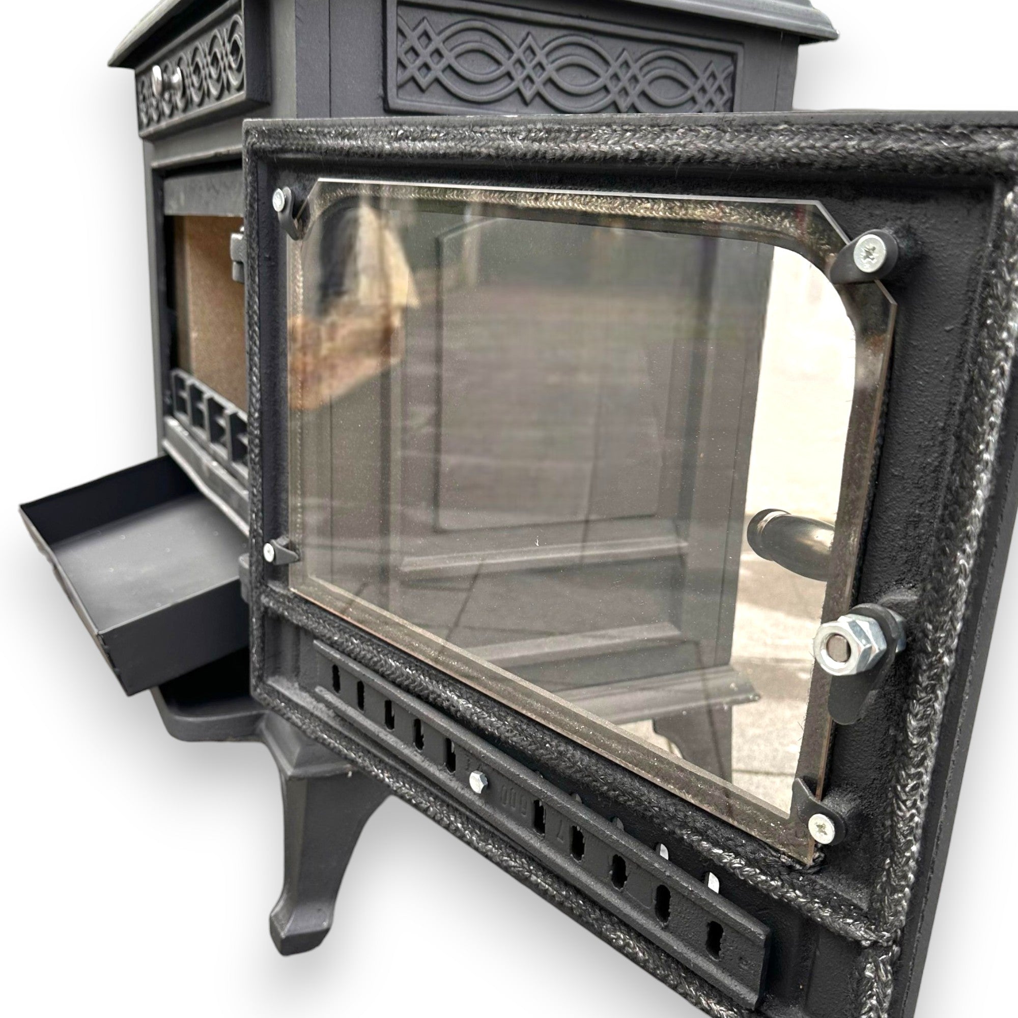 Poêle à bois en fonte 8 kw 63x43xH63 cm noir