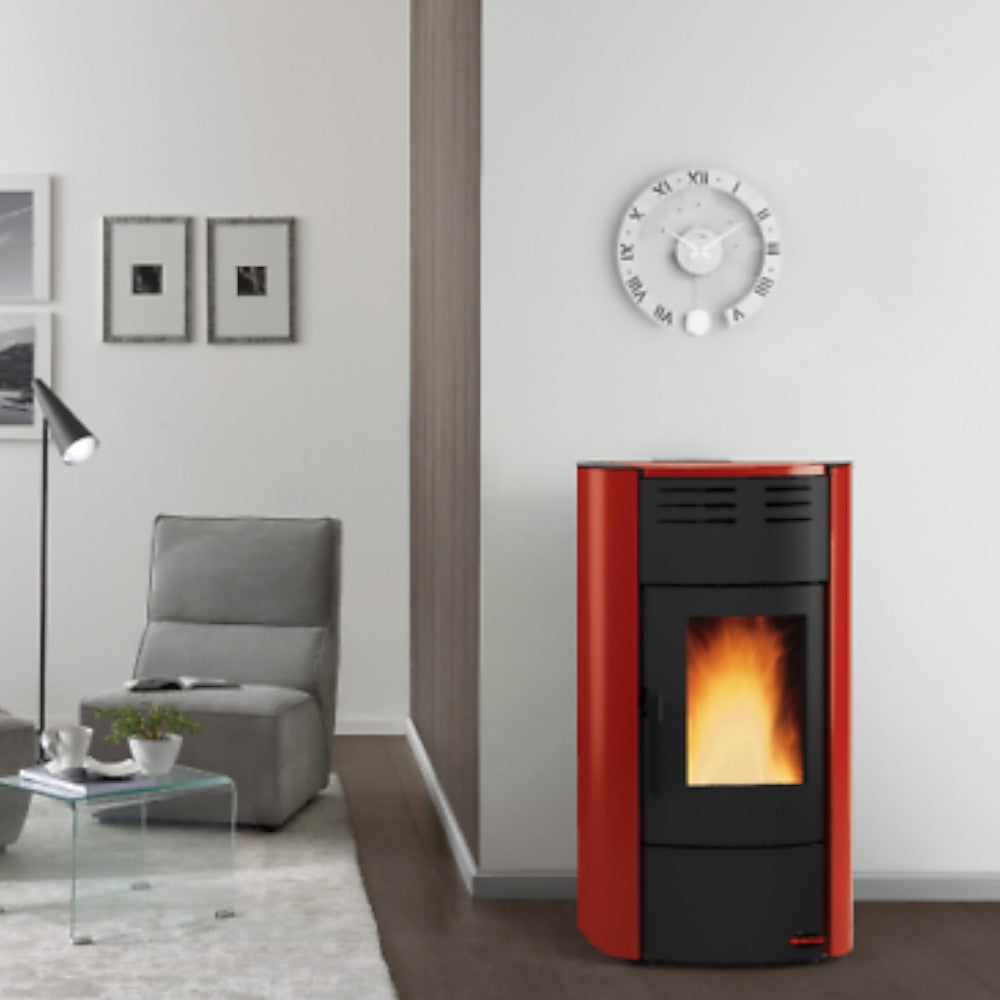 Poêle Thermo à Granulés Raffaella Idro H15 18,8 Kw Bordeaux (Con.Term.) - mesure 63,3x62,6x117,60h cm. - poids 214 kg