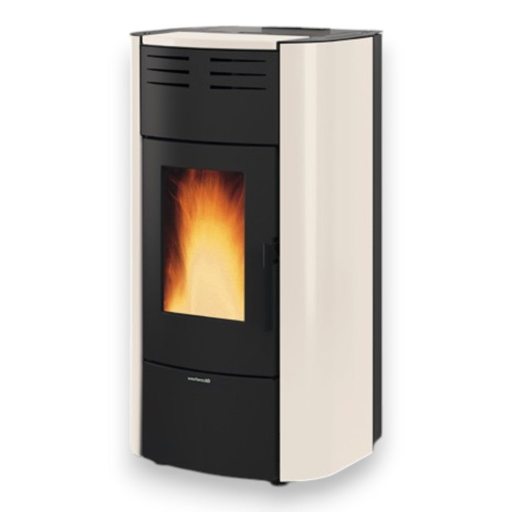 Termostufa a pellet 21.7 Kw in ghisa avorio 63,3x62,6xH117,60 cm Raffaella idro Nordica