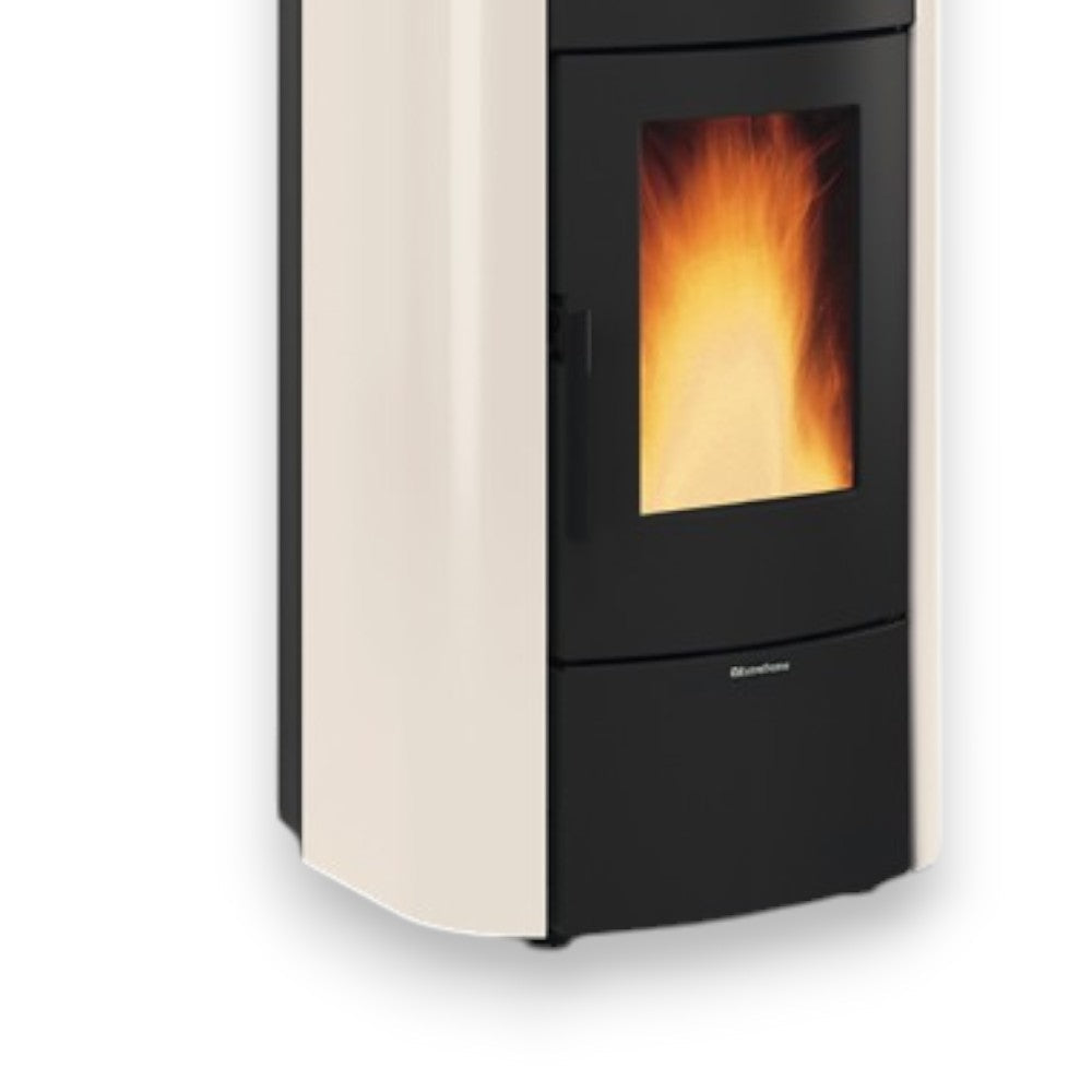 Termostufa a pellet 21.7 Kw in ghisa avorio 63,3x62,6xH117,60 cm Raffaella idro Nordica