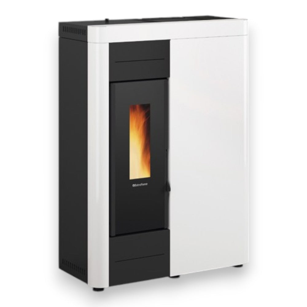 Poêle à granulés Virna Idro 14,5 Kw Blanc (Compte Thermique) - mesure 79,3x38,4x110,5h cm. poids 151 kg