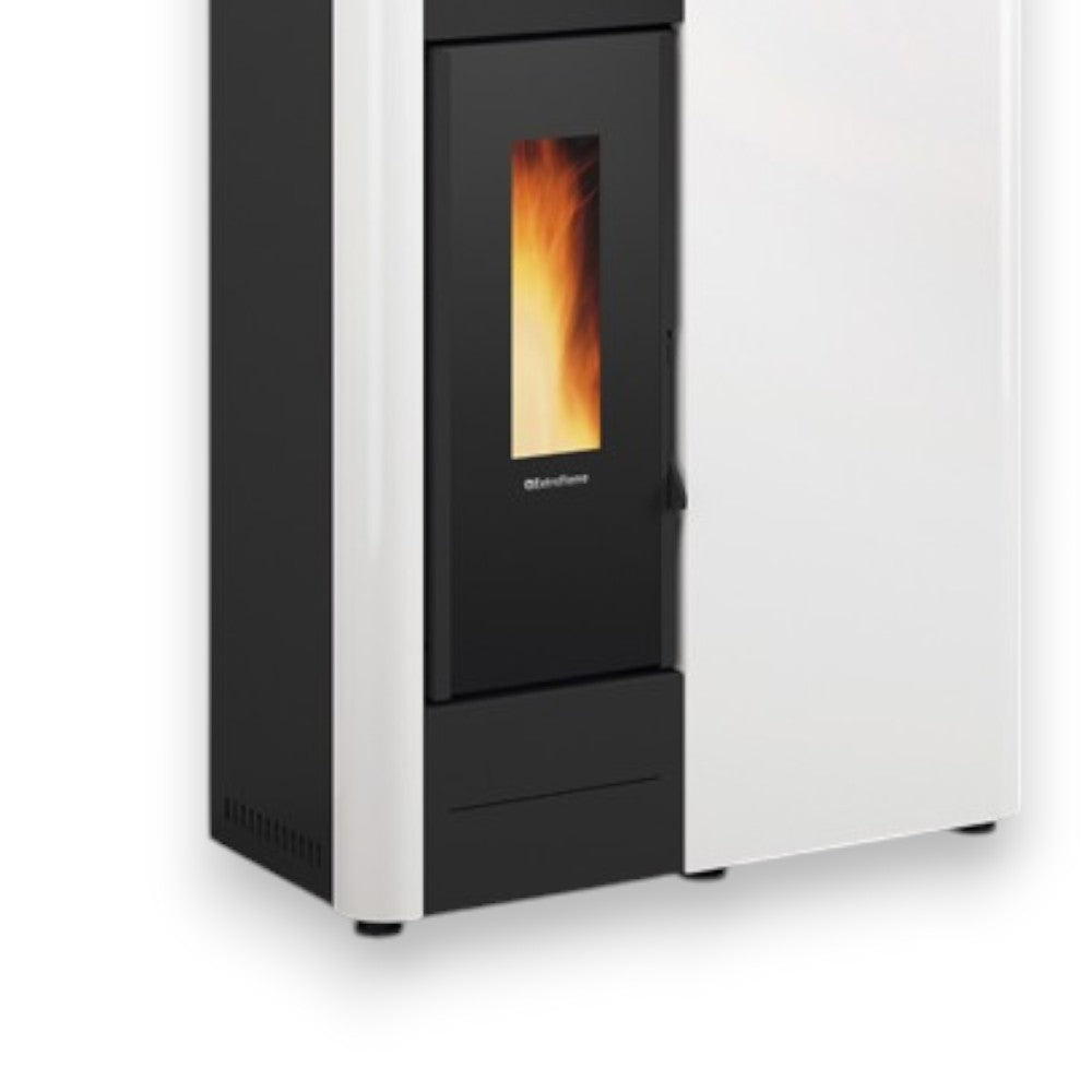 Poêle à granulés Virna Idro 14,5 Kw Blanc (Compte Thermique) - mesure 79,3x38,4x110,5h cm. poids 151 kg