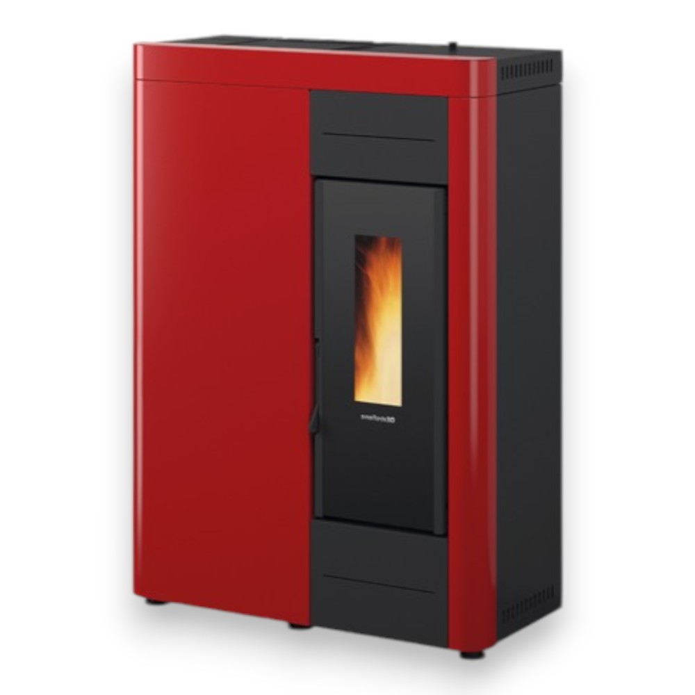 Poêle à pellets Virna Idro 14,5 Kw Bordeaux (Compte Thermique) - mesure 79,3x38,4x110,5h cm. poids 151 kg