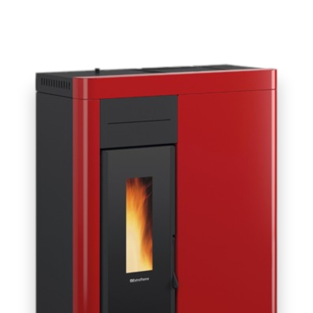 Poêle à pellets Virna Idro 14,5 Kw Bordeaux (Compte Thermique) - mesure 79,3x38,4x110,5h cm. poids 151 kg