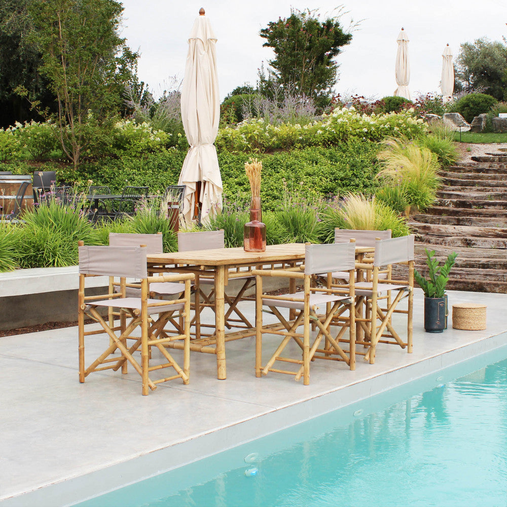 Table d'extérieur rectangulaire 200x80xH75 cm avec structure en bambou Tropikal 