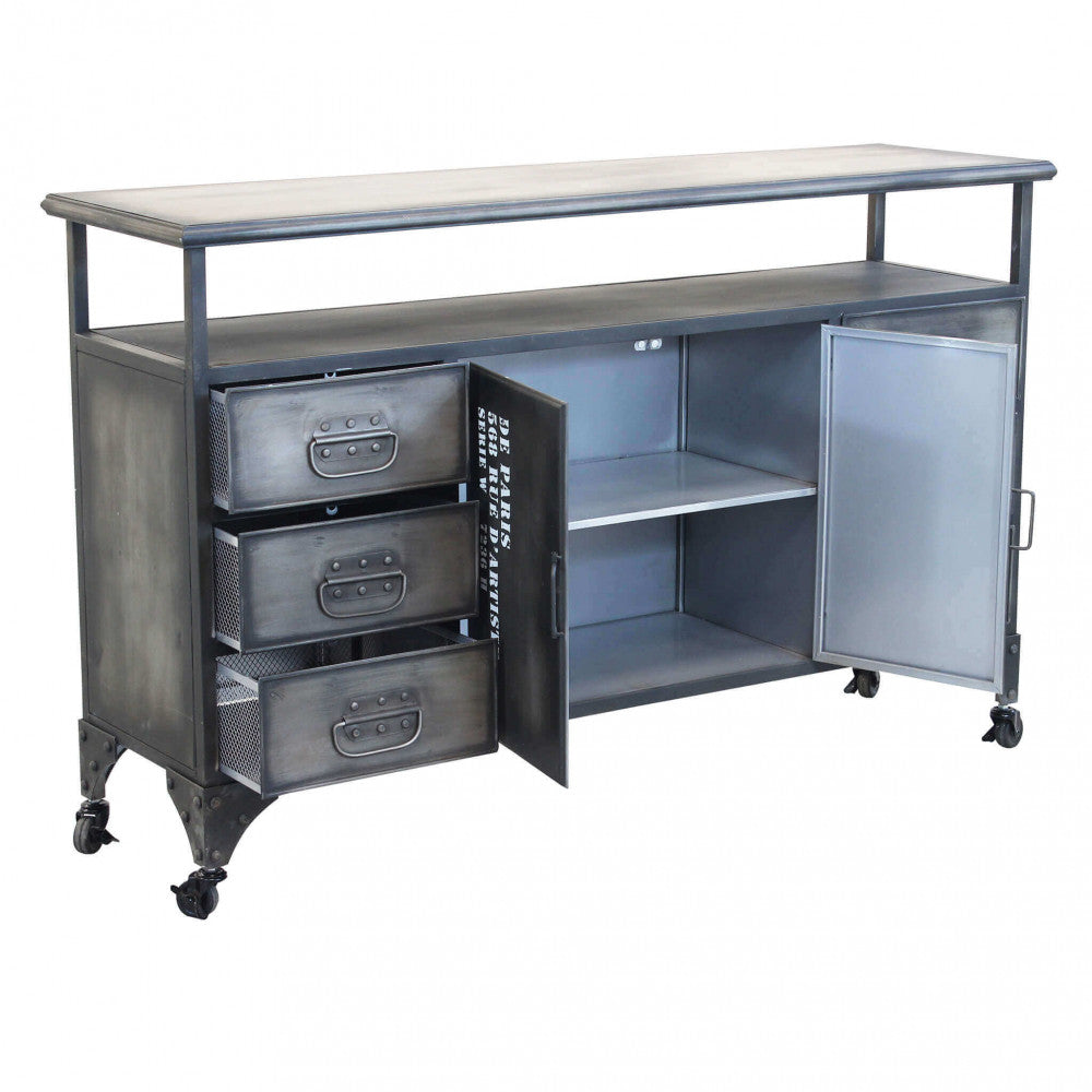 Mobile in acciaio con cassetti ante e ripiani ampi 132.5x37.5xH82 cm per casa