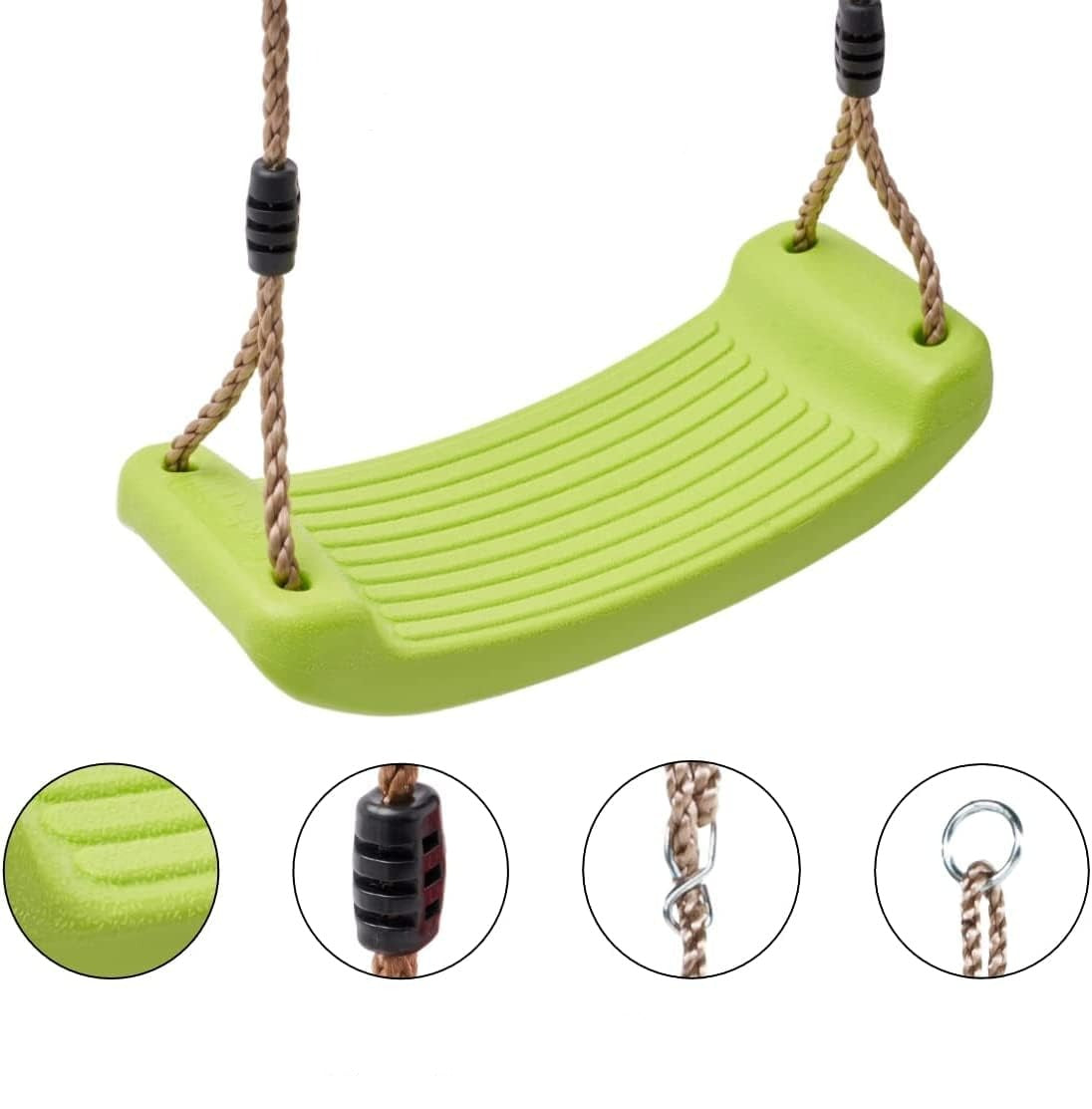 Planche balançoire pour enfants de 3 à 12 ans en résine résistante avec cordes réglables