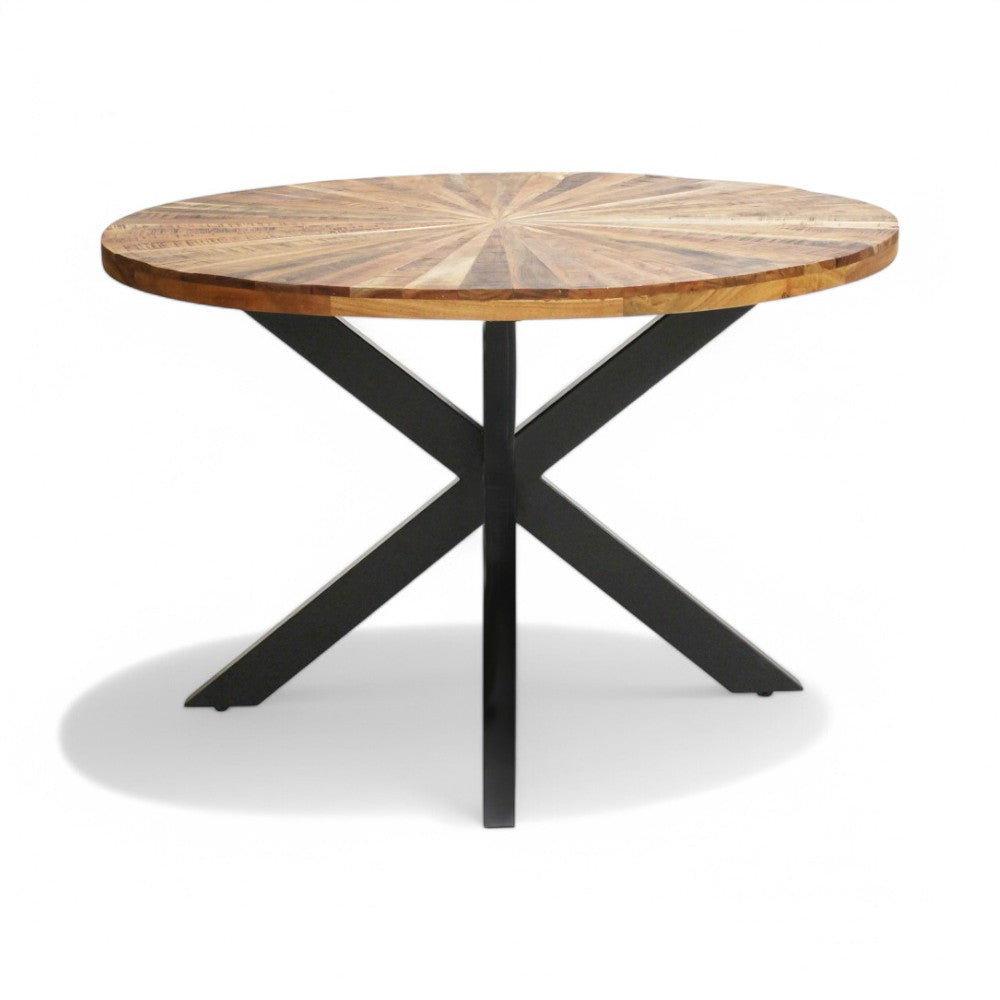 Tavolo rotondo in legno acacia e metallo 120xH77 cm