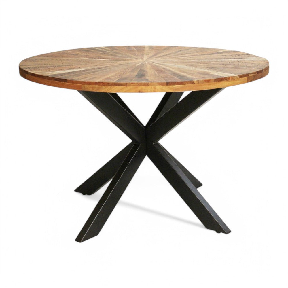 Tavolo rotondo in legno acacia e metallo 120xH77 cm