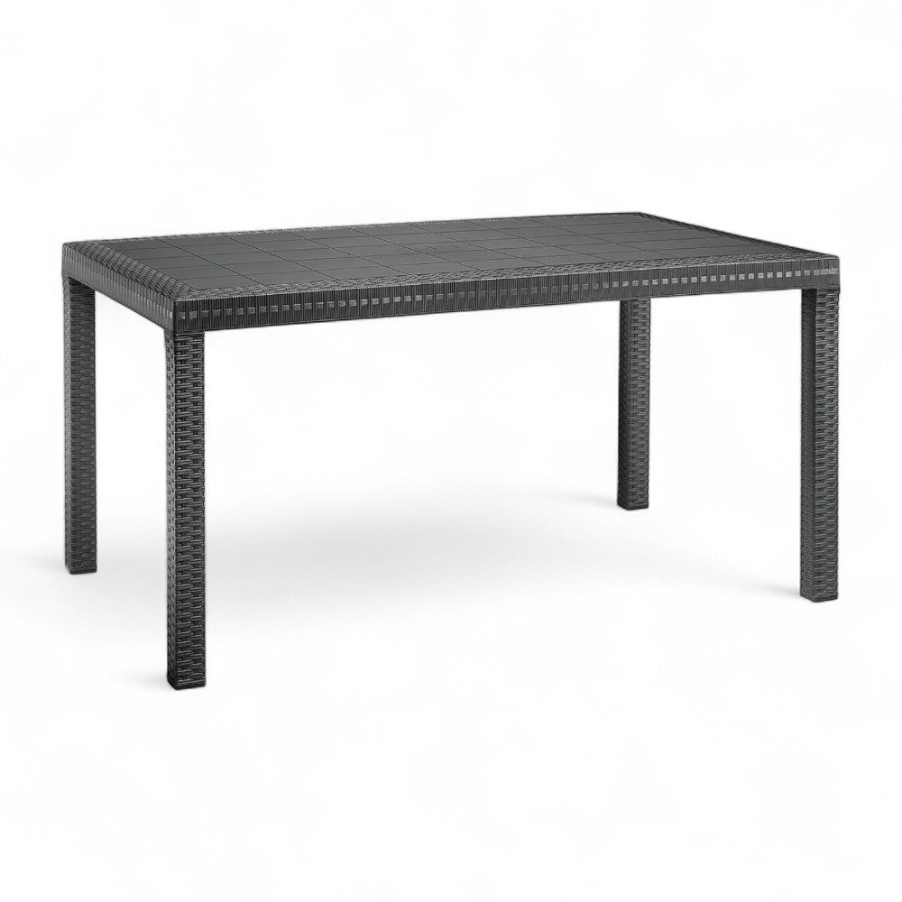 Tavolo rettangolare in resina effetto rattan 150x90x74 cm Houston