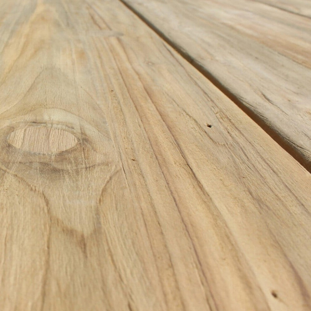 Table de jardin d'extérieur 200x100 cm avec structure en aluminium et plateau en bois de teck avec lattes Antigua