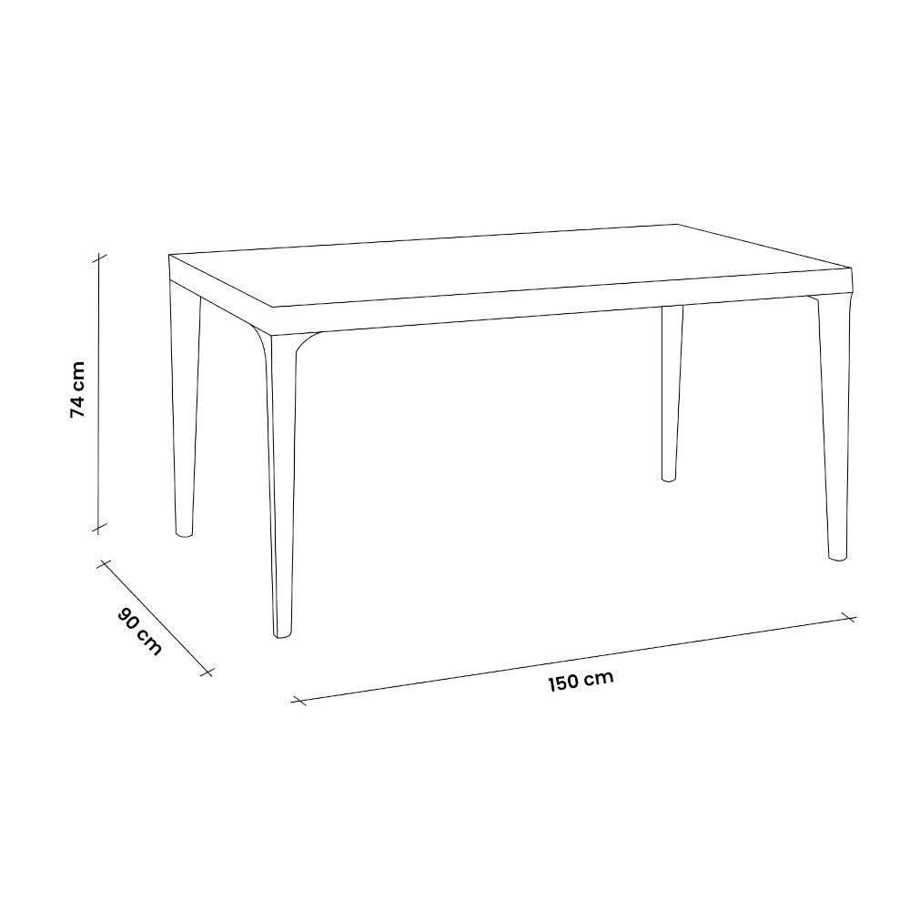 Tavolo rettangolare in resina effetto rattan 150x90x74 cm Houston
