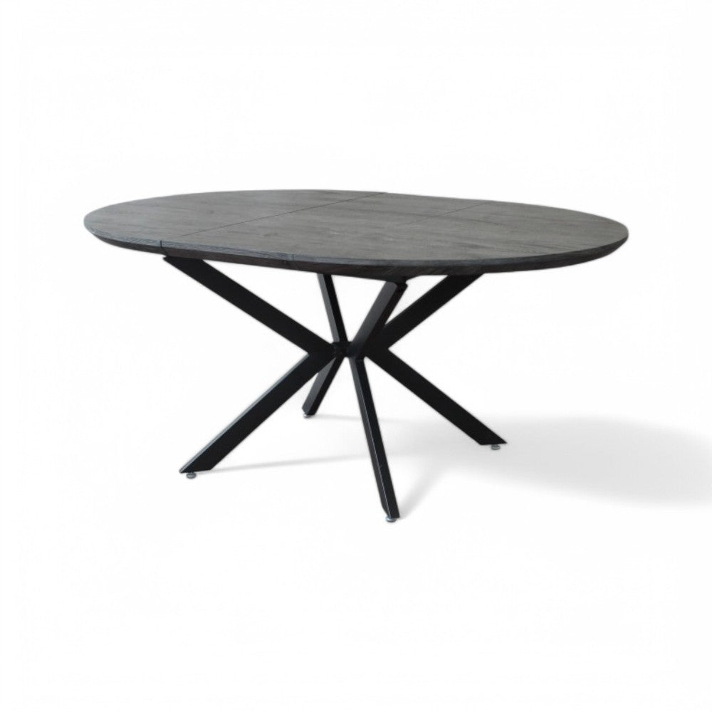 Tavolo rotondo allungabile antracite in melaminico effetto legno 120x120/160xH76