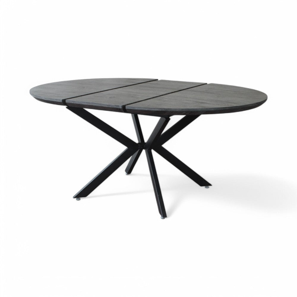 Tavolo rotondo allungabile antracite in melaminico effetto legno 120x120/160xH76