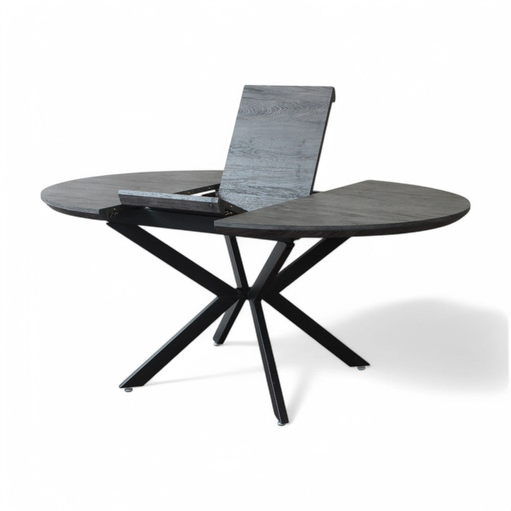 Tavolo rotondo allungabile antracite in melaminico effetto legno 120x120/160xH76