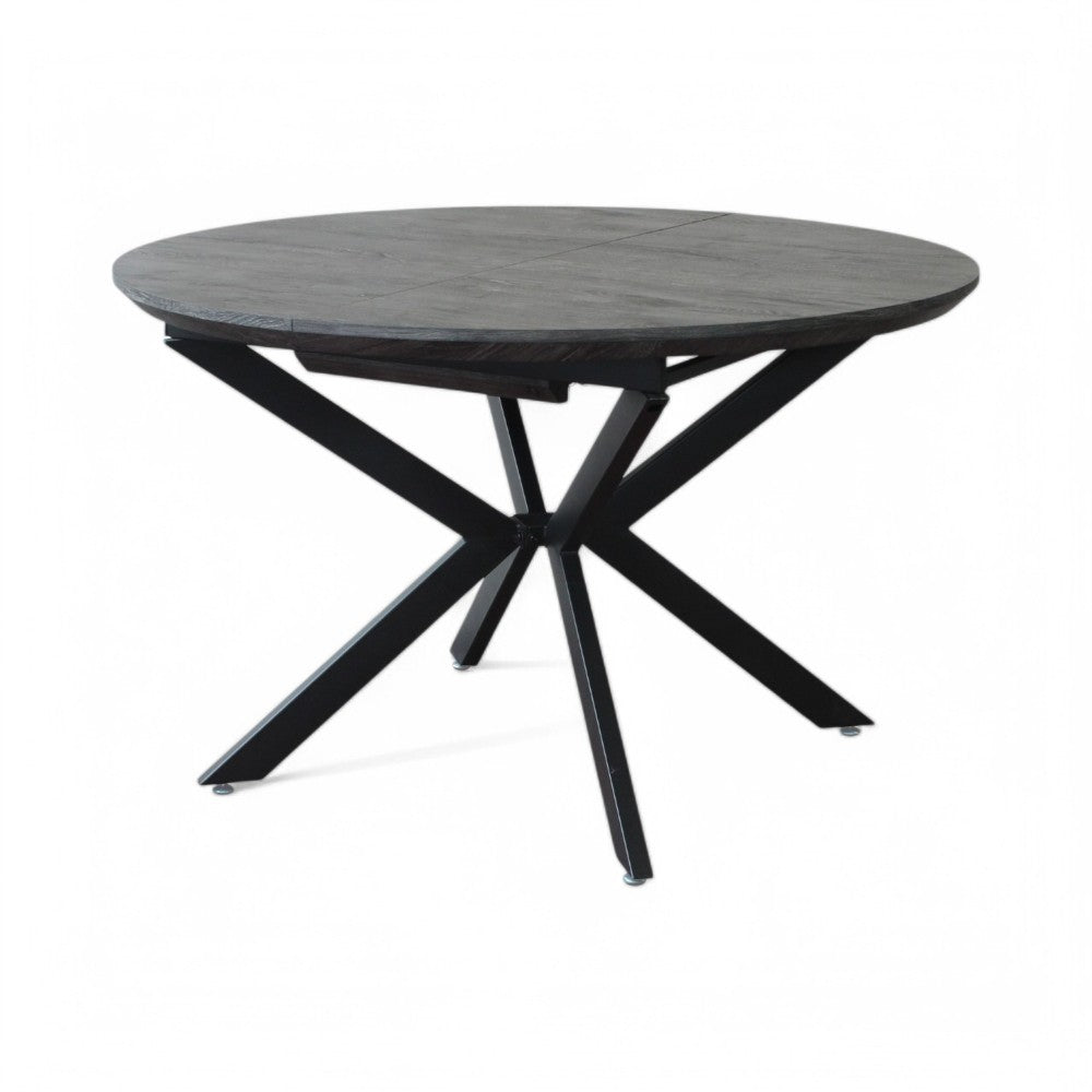 Tavolo rotondo allungabile antracite in melaminico effetto legno 120x120/160xH76