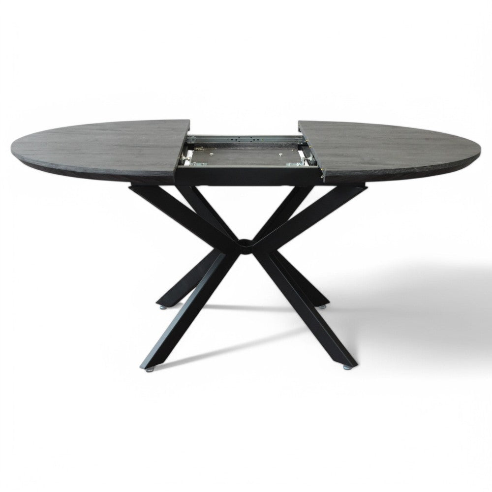 Tavolo rotondo allungabile antracite in melaminico effetto legno 120x120/160xH76