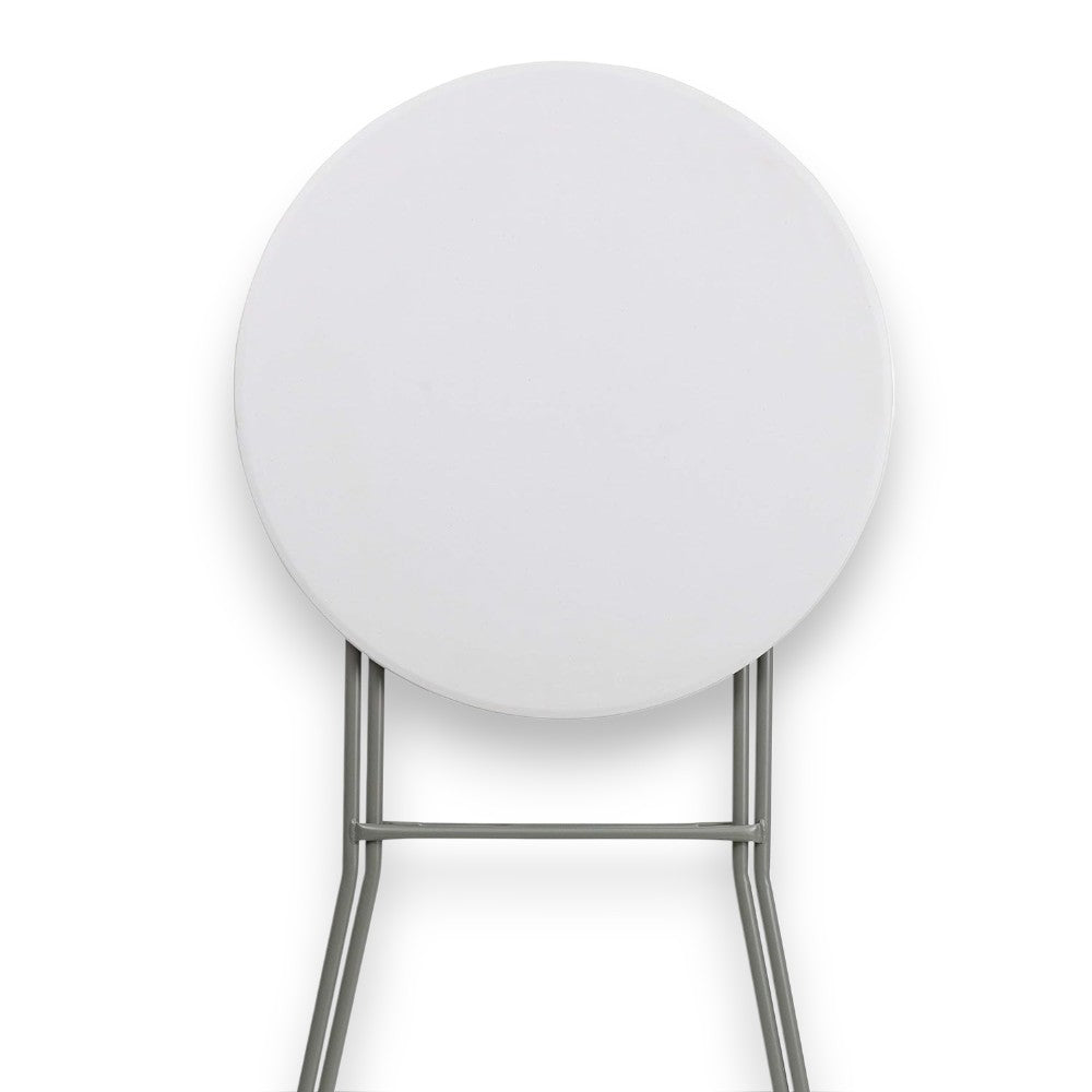 Tavolo da bar pieghevole con struttura in alluminio bianco con diametro 80xH110 cm