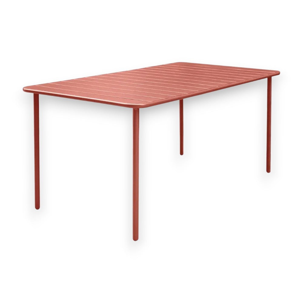 Tavolo da esterno 160x90 cm in acciaio verniciato con piano a doghe Fly