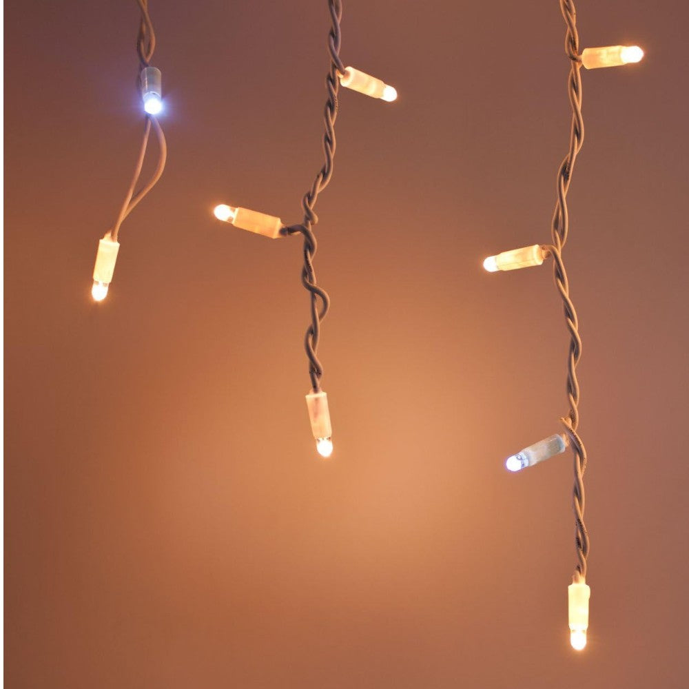 Rideau 144 LED Blanc Chaud Pour Intérieur Extérieur Avec Jeu De Lumière Flash - 3 x 1,0 m