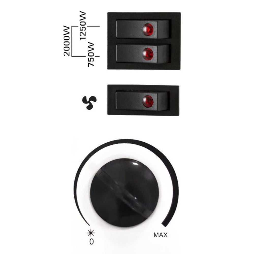 Convecteur chauffant électrique ventilé avec thermostat environnemental de 2000 watts