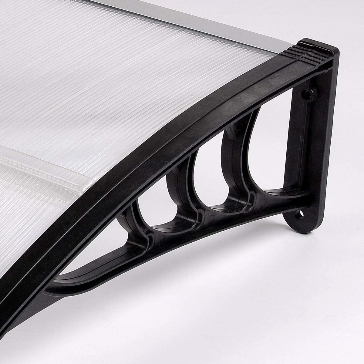 Abri auvent avec panneau en polycarbonate transparent nid d'abeille et kit de fixation murale 