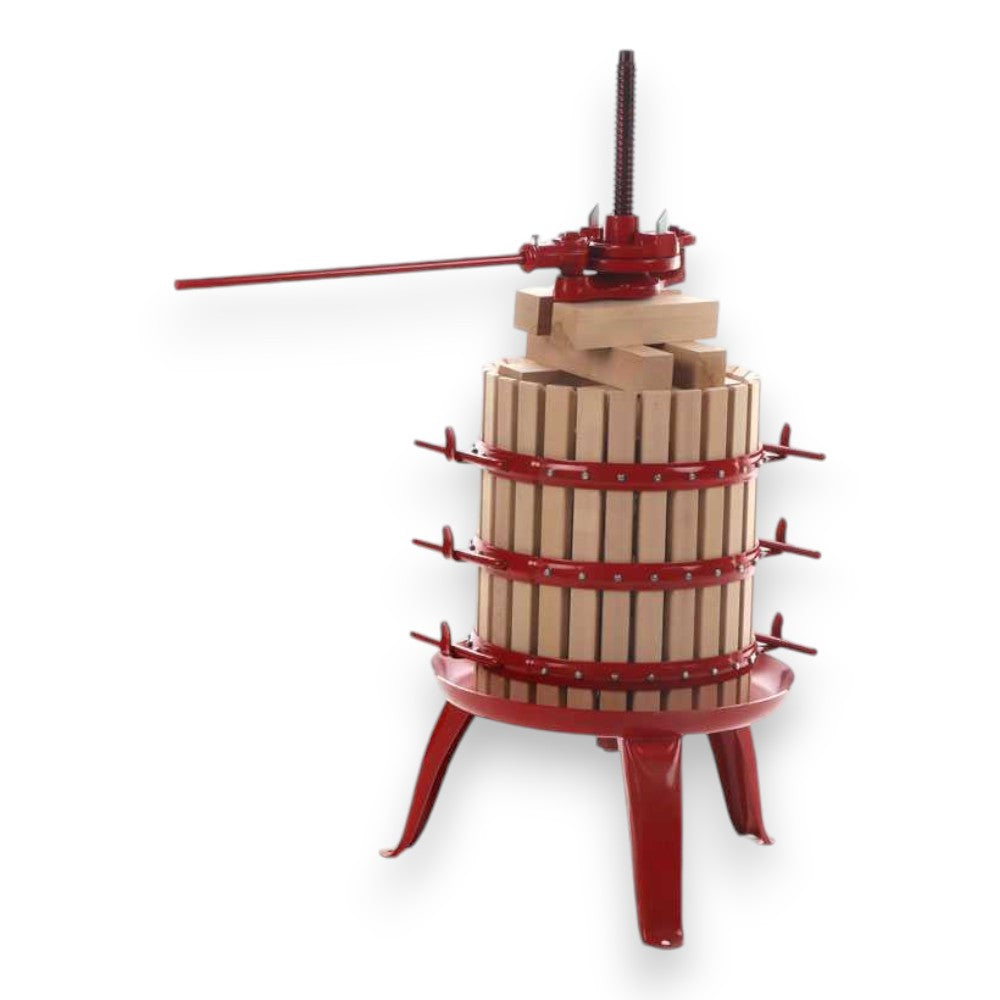 Pressoir mécanique à cliquet avec cage en bois pour le traitement du raisin