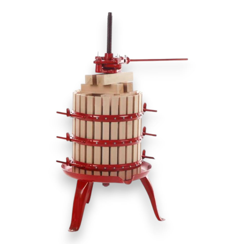 Pressoir mécanique à cliquet avec cage en bois pour le traitement du raisin