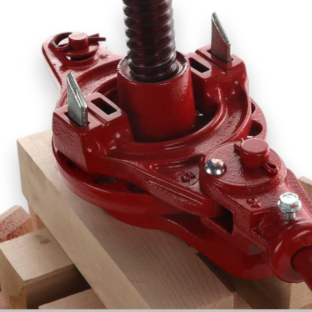 Pressoir mécanique à cliquet avec cage en bois pour le traitement du raisin