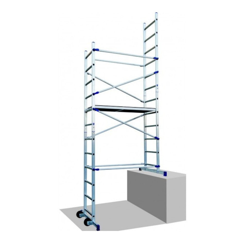 Échafaudage en aluminium avec hauteur de travail 436 cm et surface antidérapante 41x143 cm PINNA CLIC