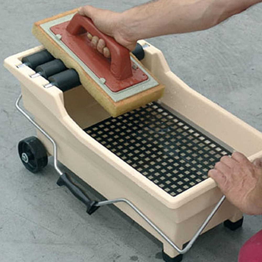 Vaschetta carrello 20 litri kit lavaggio con griglia interna 3 rulli e frattone spugna Pulirapid