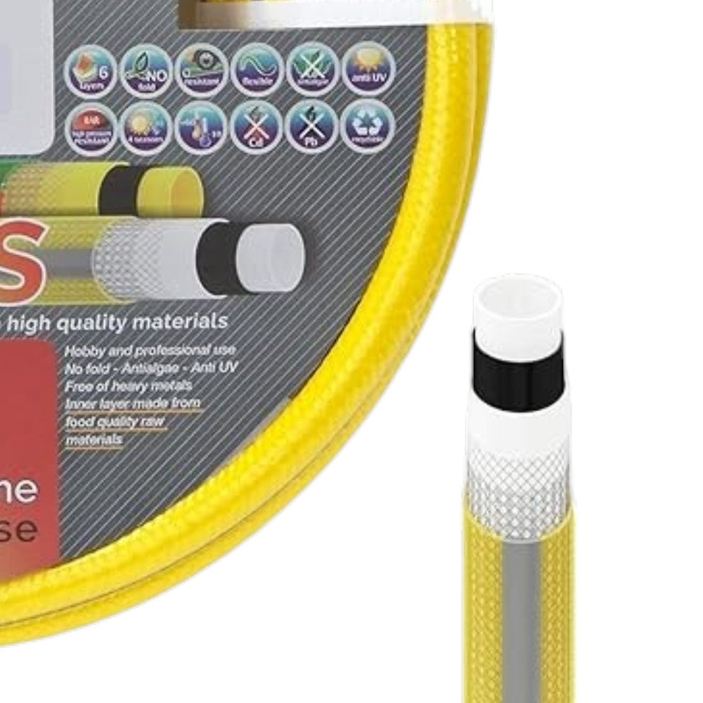 Tubo flessibile antitorsione in pvc 6 strati diametro 3/4 per giardinaggio e irrigazione mt 50
