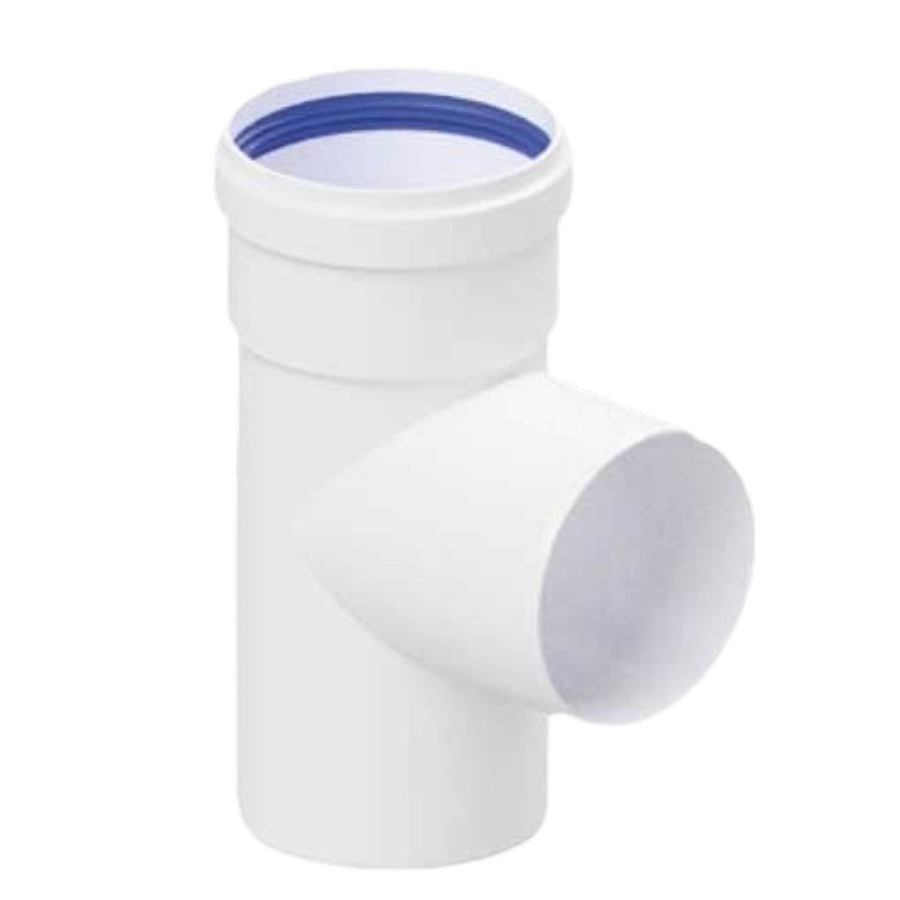 Tee per scarico fumi caldaia tradizionale con tappo raccogli condensa in alluminio diametro 80 mm bianco