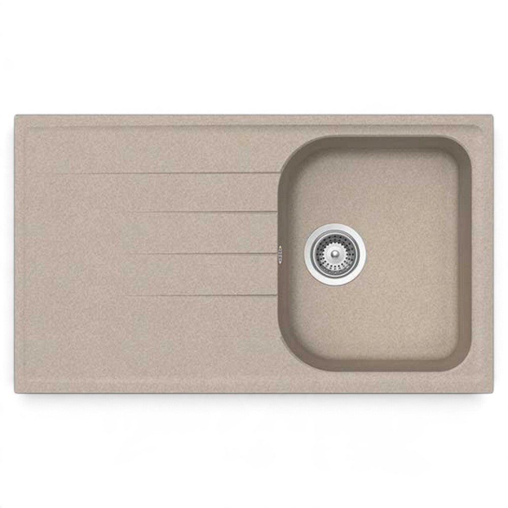 Lavello cucina sintetico a incasso avena con 1 vasca e gocciolatoio Lithos