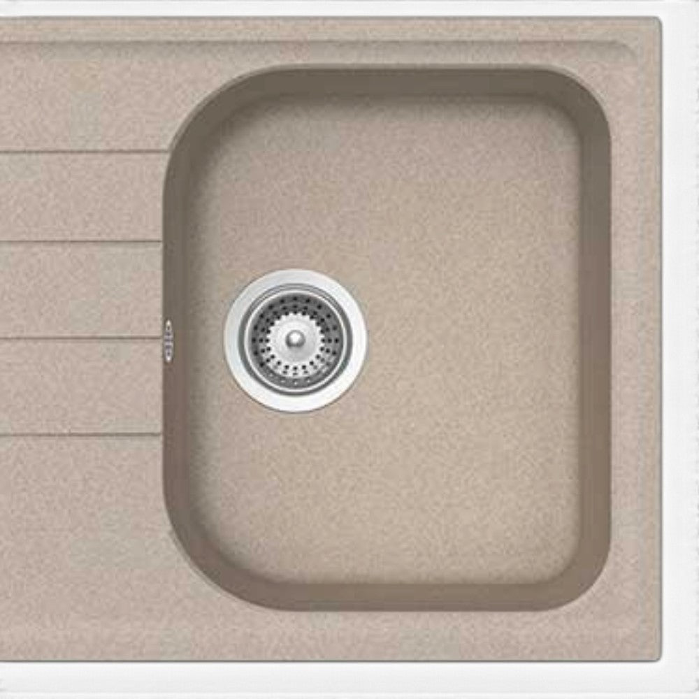 Lavello cucina sintetico a incasso avena con 1 vasca e gocciolatoio Lithos