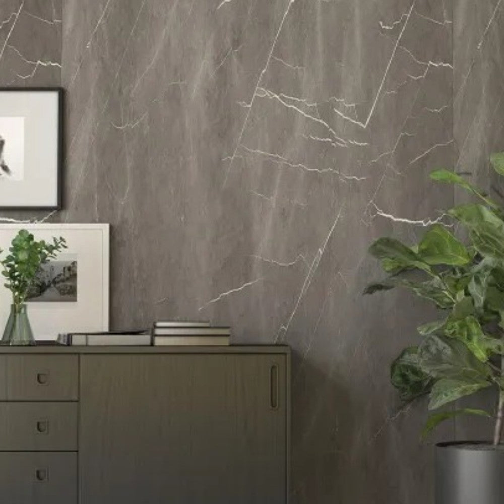 Kit 5 pannelli rivestimento murale in SPC marmo grigio 47.5x90 cm copertura 2.14 mq